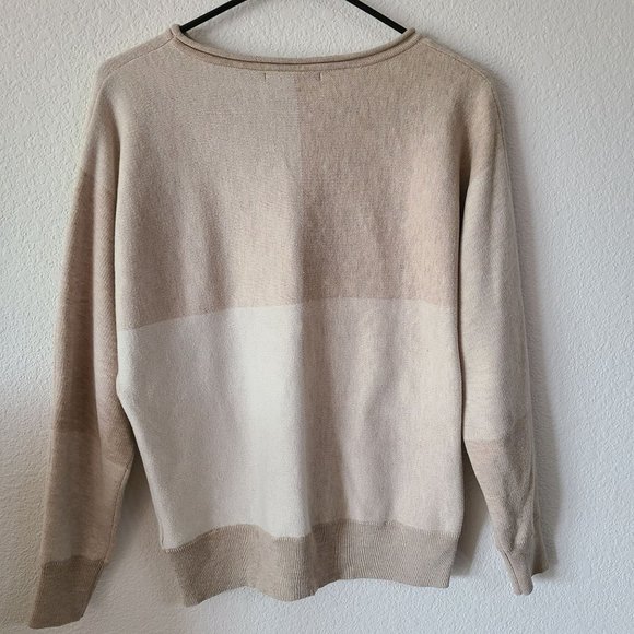 Tahari Beige Colorblock Wool Blend Sweater Women's Size S - Picture 6 of 10